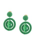 Oscar De La Renta Triple Beaded Hoop Earrings - Green