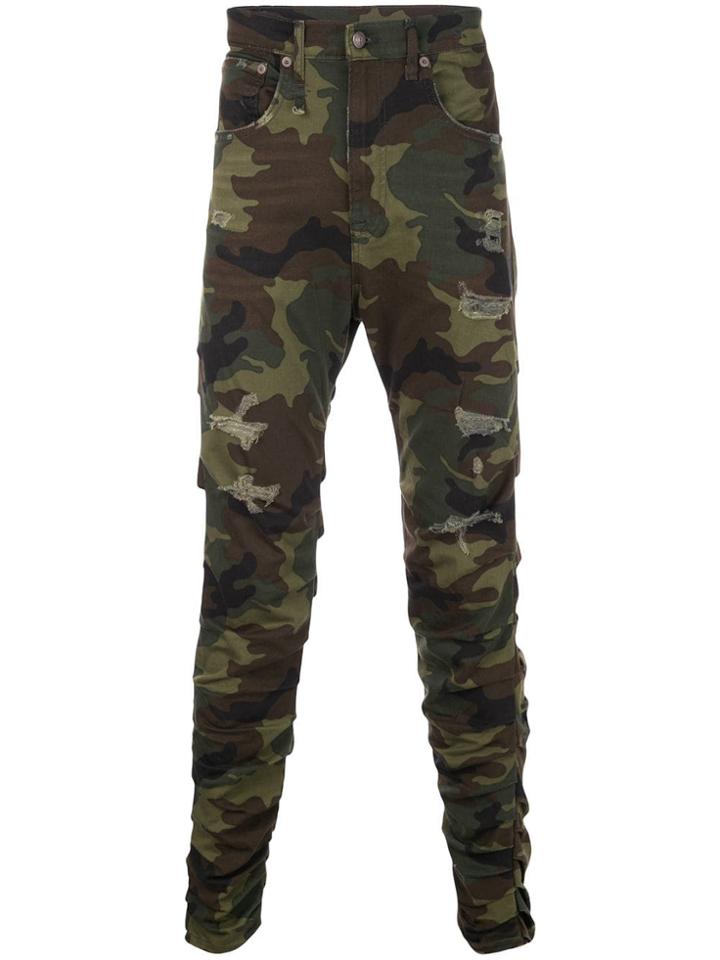R13 Camouflage Ripped Jeans - Green
