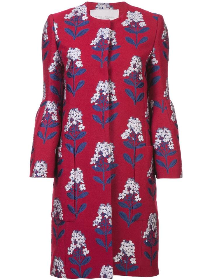 Carolina Herrera Floral Coat - Red