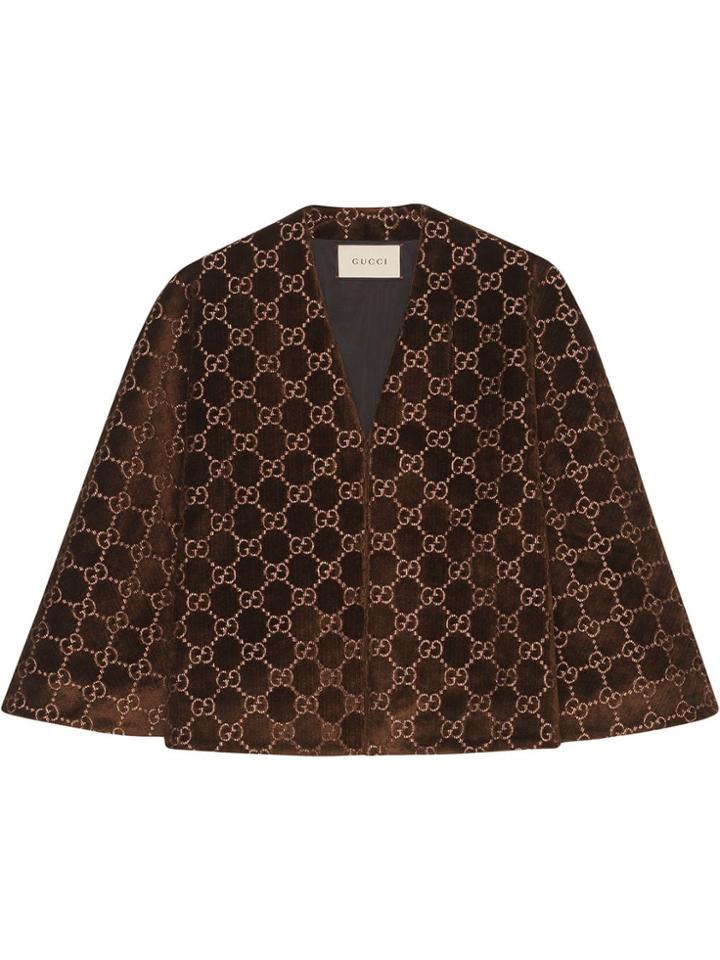 Gucci Gg Velvet Cape - Brown