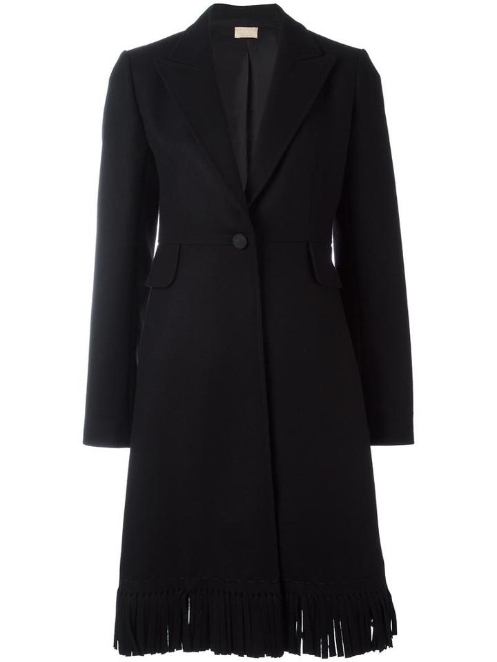 Azzedine Alaia Slim Fit Fringed Coat, Women's, Size: 40, Black, Virgin Wool/cashmere/cupro