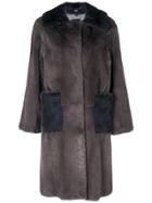 Liska Two-tone Oversized Coat - Grey