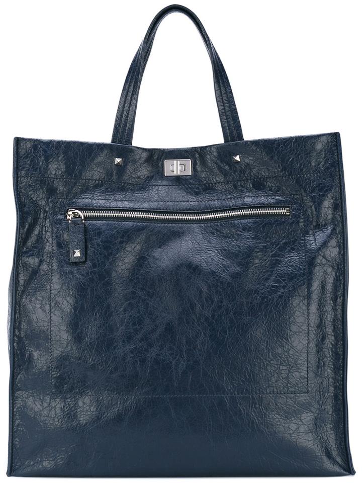 Valentino - Valentino Garavani Rockstud Tote - Men - Calf Leather - One Size, Blue, Calf Leather
