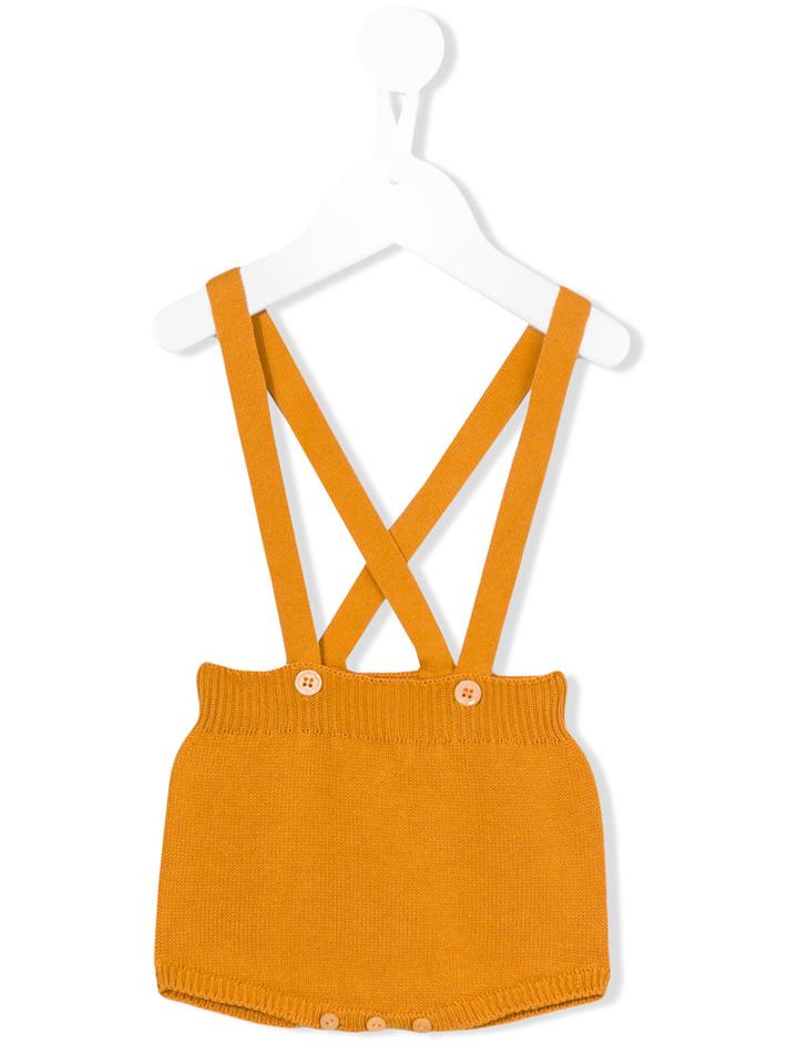Violeta E Federico - Suspender Shorts - Kids - Cotton - 12 Mth, Yellow/orange