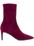 Stuart Weitzman Leather Ankle Boots - Red