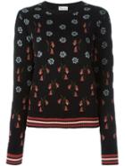 Red Valentino Floral Intarsia Jumper, Women's, Size: Xs, Black, Viscose/cotton/polyamide