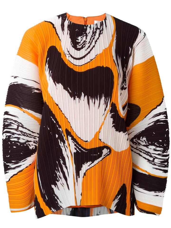 Solace 'una' Printed Plissé Top, Women's, Size: 10, Yellow/orange, Polyester