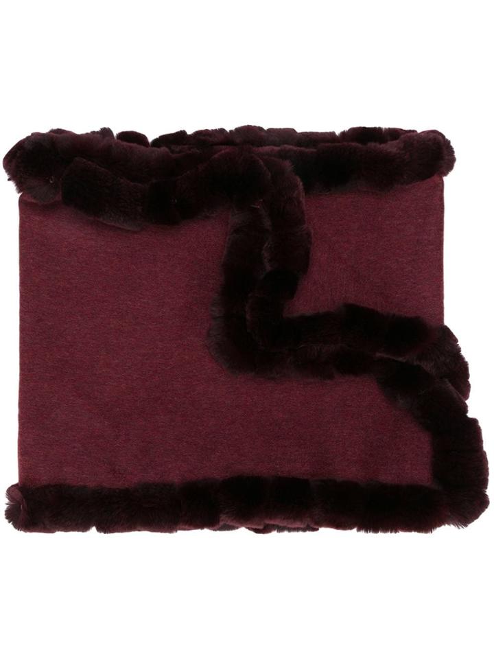 N.peal Fur Trimmed Scarf - Red