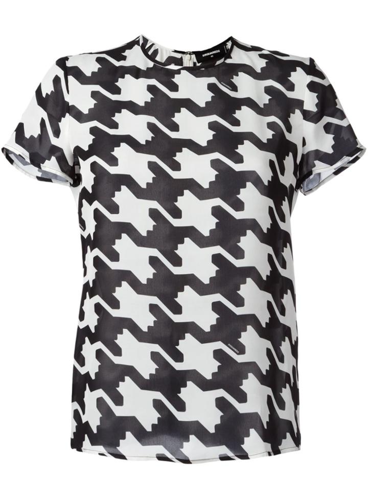 Dsquared2 Houndstooth Print T-shirt - White