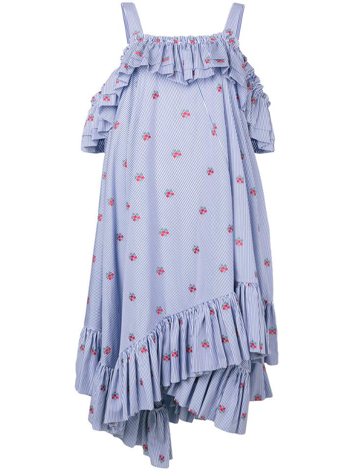 Alexander Mcqueen Floral Striped Dress - Blue