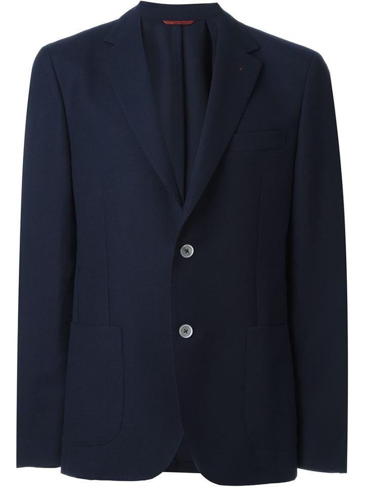 Fay Two Button Blazer, Men's, Size: 54, Blue, Viscose/virgin Wool