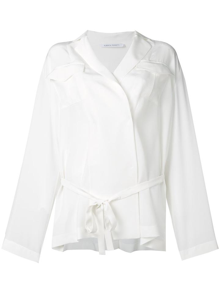 Alberta Ferretti Drawstring Wrap Shirt, Women's, Size: 40, White, Silk