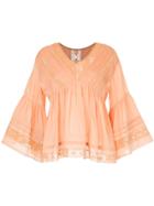 Ne Quittez Pas Lace Detail Flared Blouse - Pink & Purple