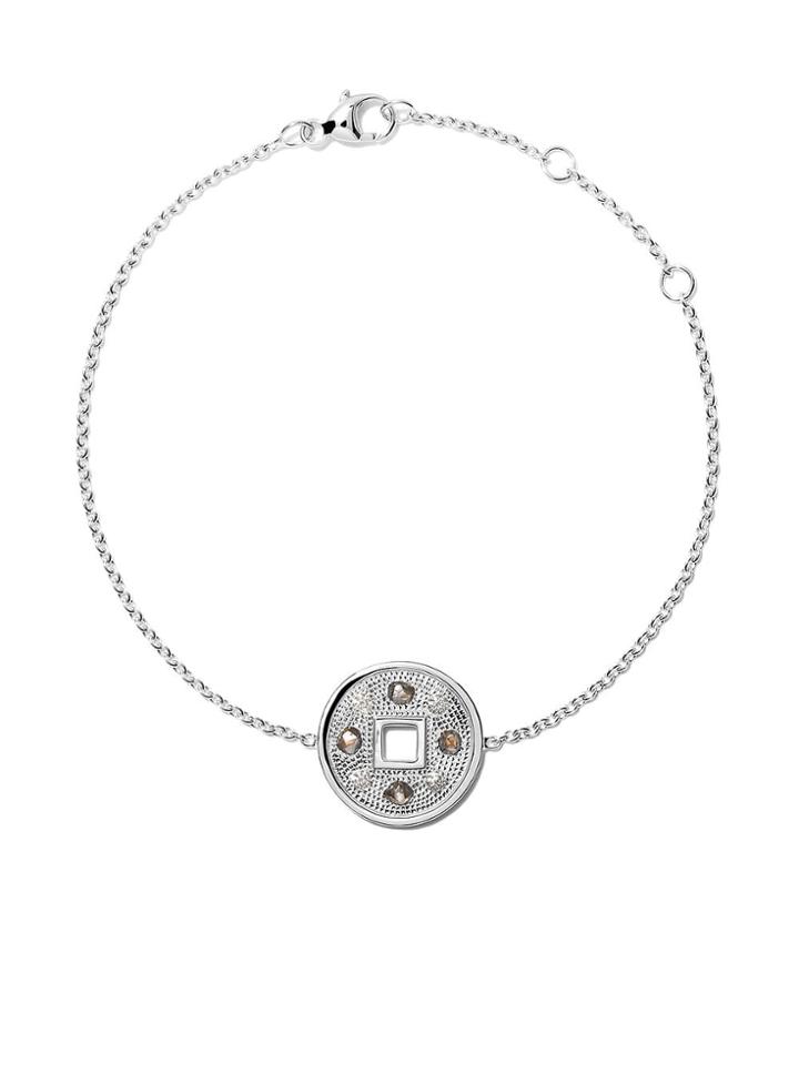 De Beers 18kt White Gold Talisman Lucky Coin Diamond Bracelet