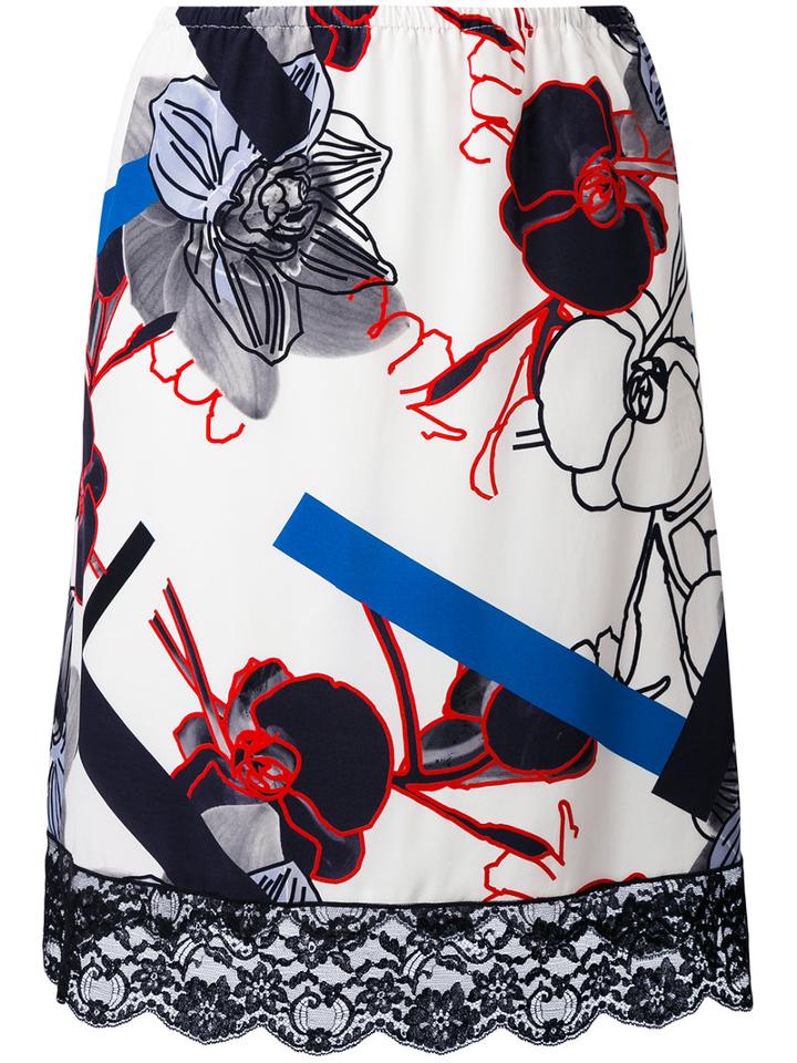 Paul & Joe - Floral Lace Trim Skirt - Women - Silk/cotton/polyamide/viscose - 38, White, Silk/cotton/polyamide/viscose