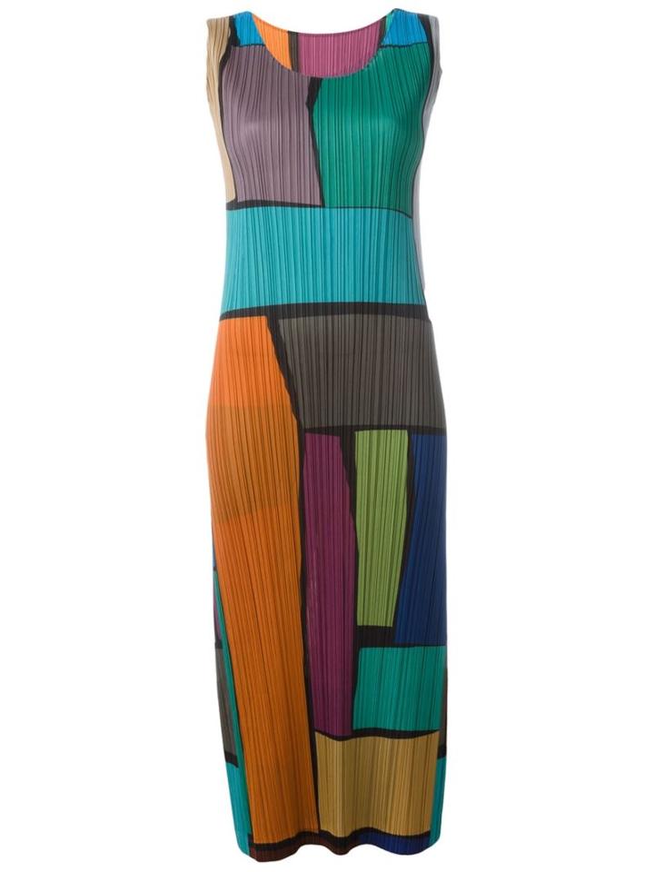 Pleats Please By Issey Miyake Colour Block Mid-length Dress