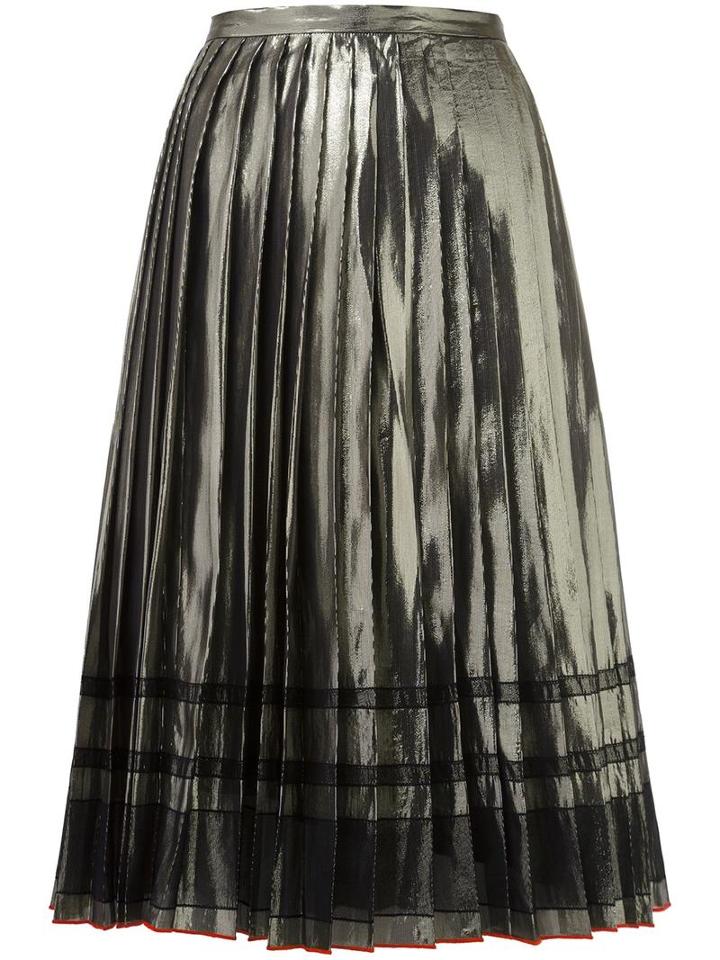 Misha Nonoo 'belinda' Pleated Skirt, Women's, Size: 0, Grey, Silk/lurex