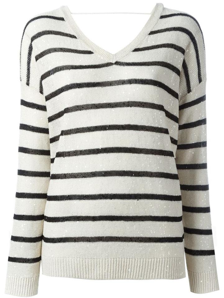 Brunello Cucinelli Striped V-neck Jumper