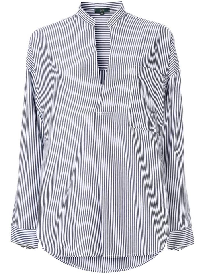 Jejia V-neck Striped Shirt - White
