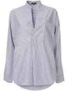 Jejia V-neck Striped Shirt - White