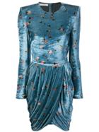 Philosophy Di Lorenzo Serafini Floral Print Velvet Dress - Blue