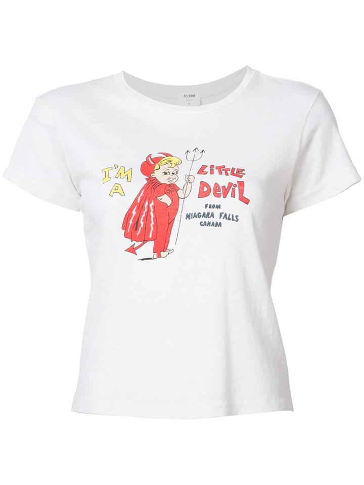 Re/done Little Devil Tee, Women's, Size: Xs, White, Cotton
