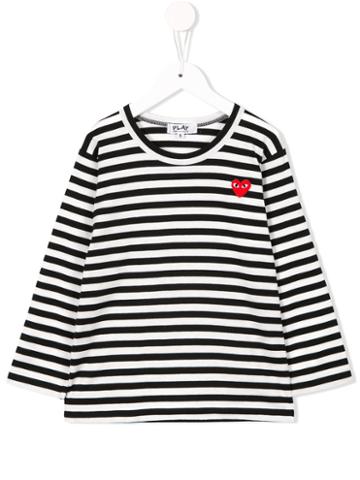 Comme Des Garçons Play Kids - Striped Longsleeved T-shirt - Kids - Cotton - 6 Yrs, White