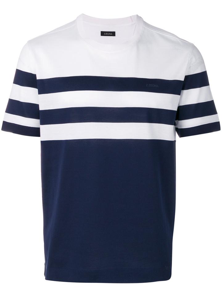 Z Zegna Striped Crew Neck T-shirt - White