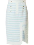 Peter Pilotto Striped Skirt, Women's, Size: 10, White, Cotton/polyamide/viscose
