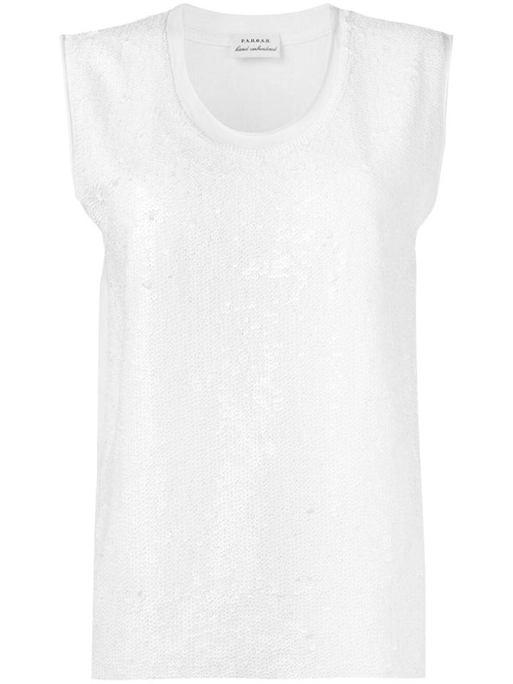 P.a.r.o.s.h. Sequin Embellished Tank Top - White