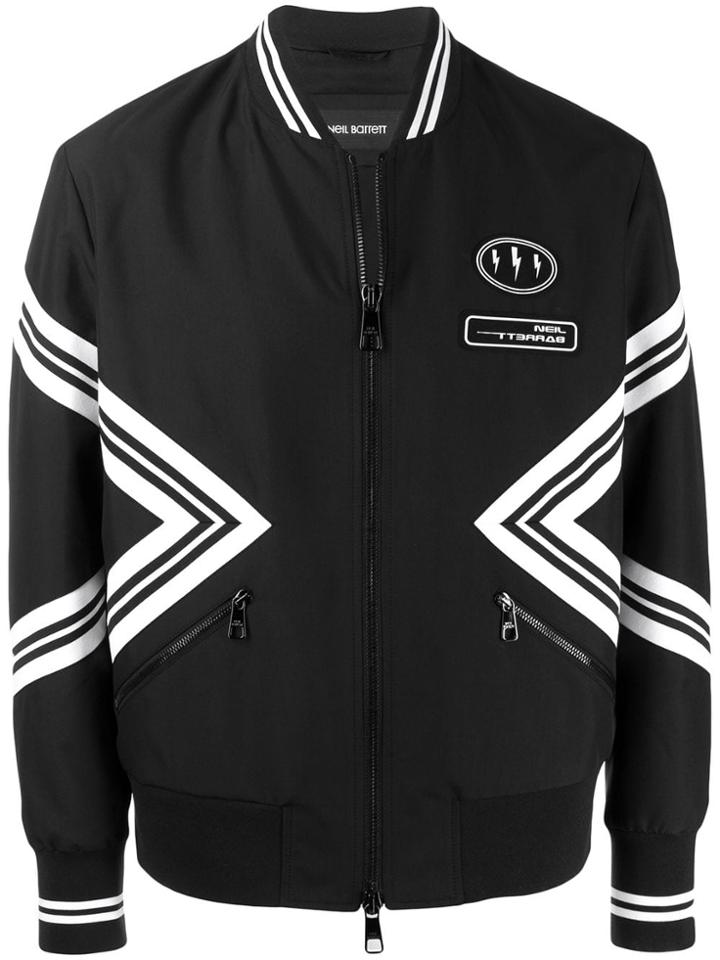 Neil Barrett Contrast Stripes Bomber Jacket - Black