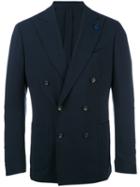 Lardini Double-breasted Peaked Lapels Blazer, Men's, Size: 48, Blue, Wool/viscose/cupro