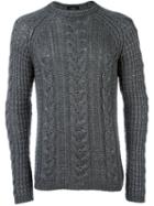Roberto Collina Cable Knit Jumper, Men's, Size: 48, Grey, Silk/merino