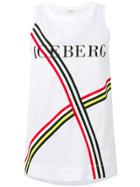 Iceberg Stripe Detail Mesh Tank Top - White