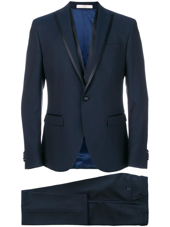 Corneliani Satin Trim Two Piece Suit - Blue