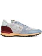 Valentino Rockrunner Lace Sneakers, Women's, Size: 35, Blue, Suede/cotton/rubber