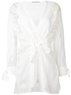 Ermanno Scervino - Lace Detail Knot Blouse - Women - Silk/ramie/polyamide/viscose - 42, Nude/neutrals, Silk/ramie/polyamide/viscose