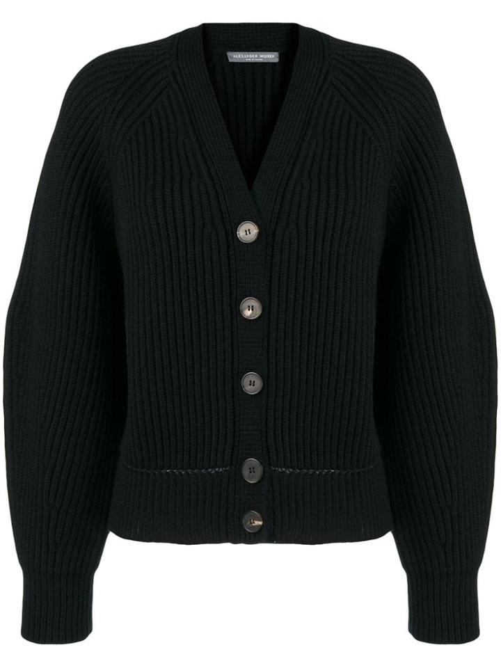 Alexander Mcqueen Ribbed Knit Cardigan - Black