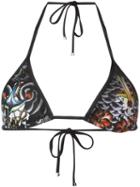 Dsquared2 Tattoo Print Triangle Bikini Top
