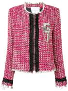 Gaelle Bonheur Zipped Tweed Jacket - Pink