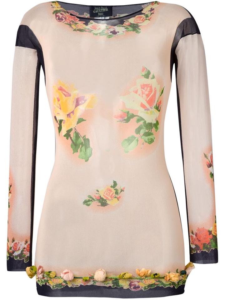 Jean Paul Gaultier Vintage Sheer Rose Print Top