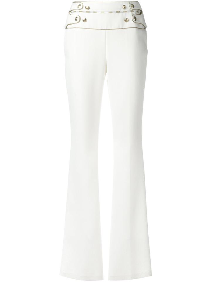 Pierre Balmain Buttoned High-waisted Trousers, Size: 40, White, Polyamide/viscose/spandex/elastane/polyester