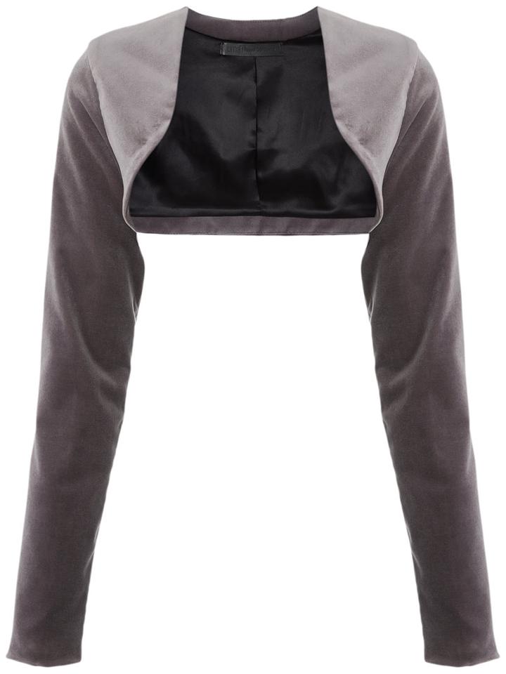 Uma Raquel Davidowicz - Velvet Cropped Jacket - Women - Cotton/spandex/elastane - 44, Grey, Cotton/spandex/elastane