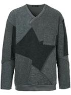Roar Textured Patchwork Sweater - Grey