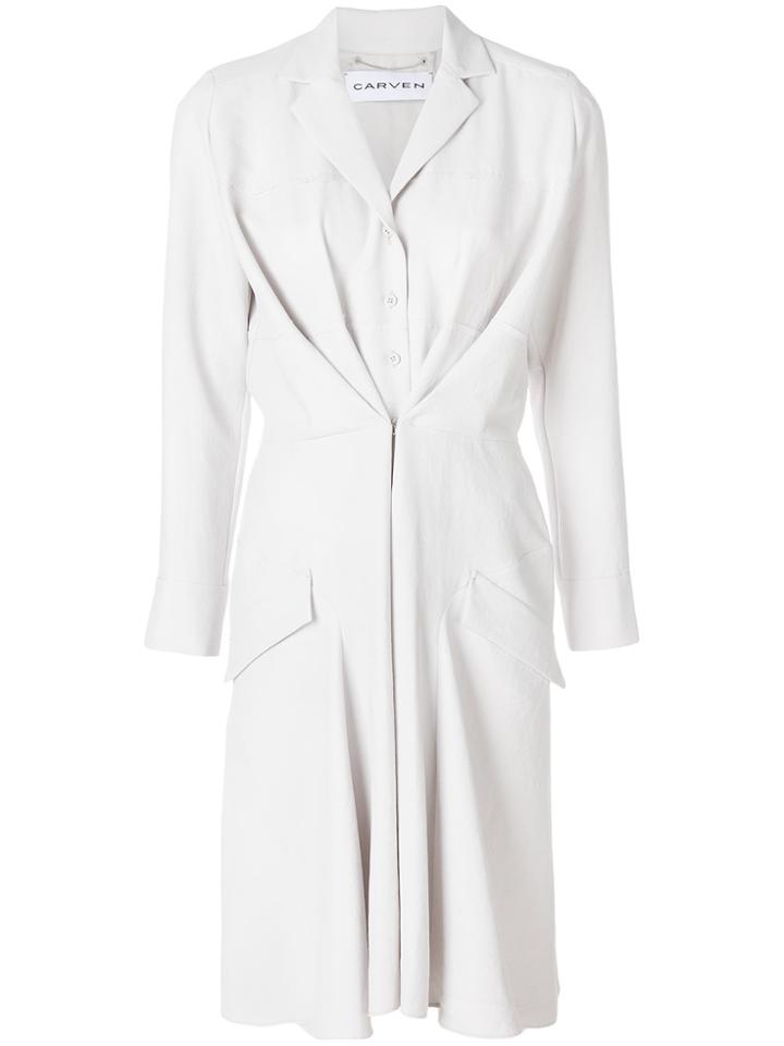 Carven Classic Button Shirt Dress - Nude & Neutrals