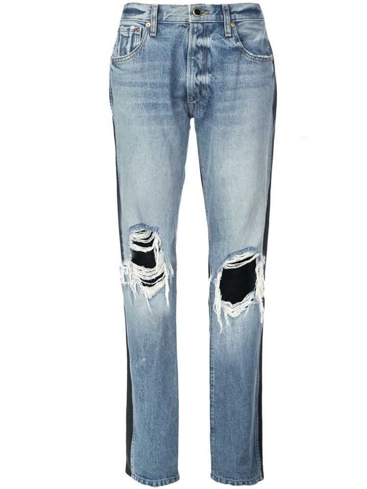 Khaite Two-tone Distressed Denim Jeans - Blue