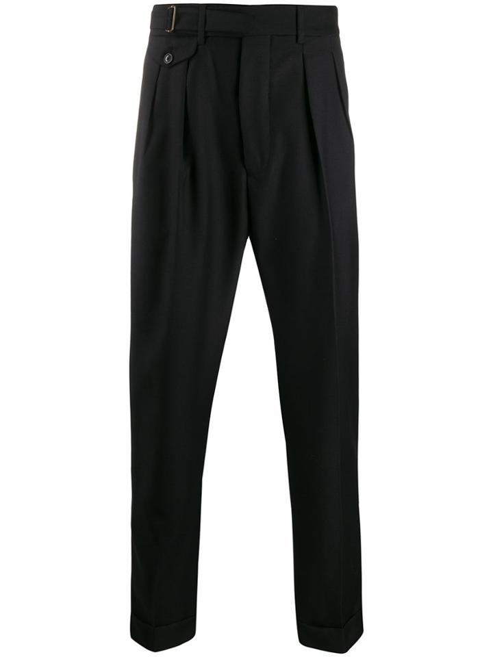 Lardini Side Buckle Tailored Trousers - Black
