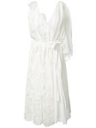 Rochas Asymmetric Appliqué Flower Dress, Women's, Size: 38, White, Cotton/silk