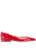 Chloé Scalloped Edge Ballerina Pumps - Red