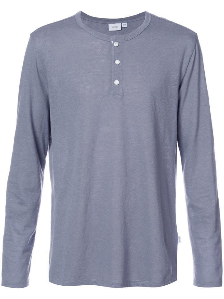 Onia - Miles Henley T-shirt - Men - Linen/flax/polyester - M, Grey, Linen/flax/polyester